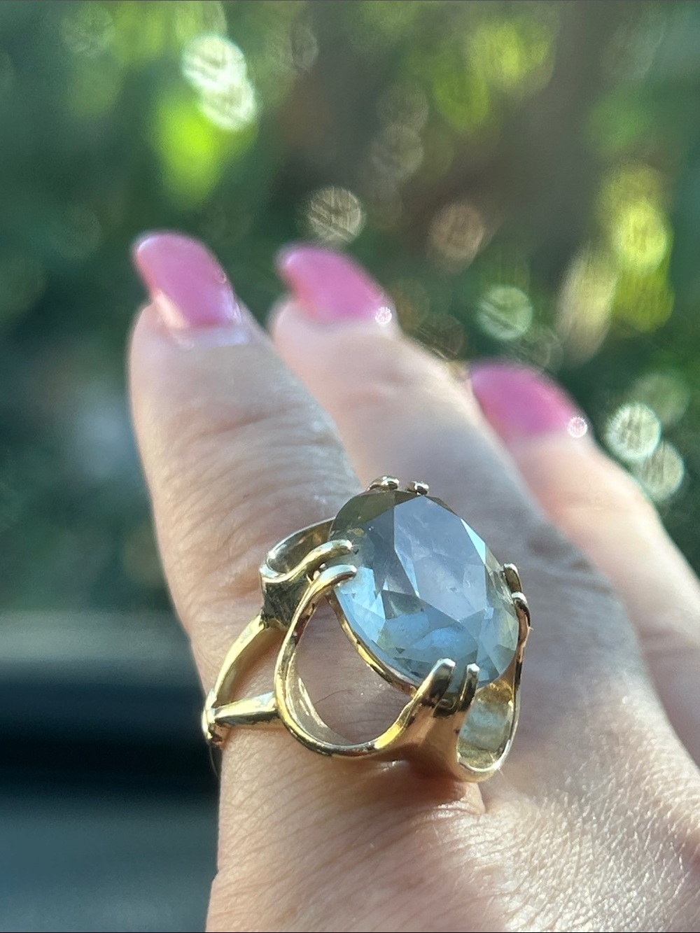 Vintage 18K Gold Electroplated Cocktail Ring Size 4.5
